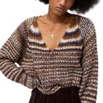 Urban Outfitters Brown Striped Levy V Neck Long Sleeve Sweater M Photo 0