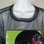 Cartoon Network  Powerpuff Girls Sequined Buttercup Sheer Black Mesh Crop Shirt 4 Photo 2
