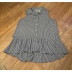 LOGO By Lori Goldstein  Stripe Button Down Ruffled Hem Tank Top Size XS Photo 1