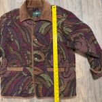 Hunt Club Vintage Wool Blend Jacket Women's Medium Tapestry Pattern Suede Collar Photo 6