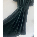 Laura Ashley VTG  Green Velvet Midi Dress XS Puff Sleeve Bow Cottage Romantic Photo 3