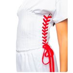 Akira  Read My Thoughts Lace Up Detail T Shirt White size M NWT Photo 3