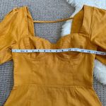 Reformation  Spring Bow Linen Dress 2 - Mustard Yellow / Orchid Photo 5