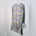 Fresha London Abstract Brush Print Purple Green Black Mini Dress Size L Photo 5