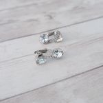 Vintage Eisenburg Clip On Earrings Stylish Two Clear Gem & Silver Tone Dangle Photo 6