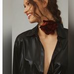 Anthropologie The Gillian liquid shine button down Blouse medium Black Photo 1