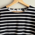 J.Crew‎ Ruffled Bell Sleeve Shift Dress in Black & White Stripes 100% Cotton, XS Photo 3