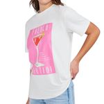 Wildfox NEW Women’s size L Graphic T-Shirt French Martini Ryan Top White Photo 8