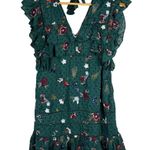 Tularosa  Lindsay Dress in Emerald Ruffled Sleeves Embroidered Sparkle Size Small Photo 2