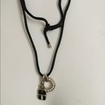 Womens rhinestone pendants with silky lace necklace with two pendants Photo 1