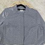 CAbi Dappled Striped Navy Gray Collarless Car Coat Jacket Blazer Academia Size L Photo 4