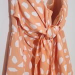 Lulus  White and Orange Strapless Romper with Tie Front NWT Size Medium Photo 4