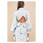 NWT Lulus Green Bliss Gingham Tie Back Mini Dress XS Photo 7