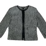 EXPRESS NEW $128 White Black Tweed Jacket Blazer Cropped 3/4 Sleeve Women’s 10 Photo 1