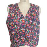 NWT Saint Geraldine Cotton Floral Button Front Vest Size XLarge XL Red Photo 0