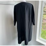 Oak + Fort Lagenlook Cottage Oversized XS Black Cotton Shift Dress Pockets Photo 3