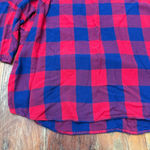 Max jeans  Red Blue Buffalo Plaid Blouse Bell Sleeve 3X Plus Women Photo 2