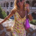 ZARA Safia Yellow Floral Draped Camisole Satin Slip Mini Dress Photo 1