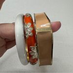 Vintage Enamel Bangles Bracelets Set of 3 Costume Jewelry Orange Photo 5