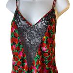 Victoria's Secret  Vintage Gold Label Satin & Lace Nightie Slip Red & Pink Tulips Photo 2
