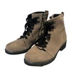 Munro Ankle Boots Booties Womens Size 8.5M Lace Up Beige Suede Zip Sides NWT Photo 0