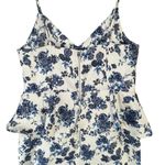 En Saison A Sight To See Peplum Midi Dress Womens L Navy Blue Floral Jacquard White Size L Photo 8