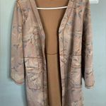 Solitaire Anthropologie  Women’s Faux Suede Open Front Floral Cardigan Photo 0
