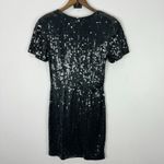 Nite Line Black Sequin Dress Womens 6 Bodycon Short Sleeve Cocktail Edgy Glam Photo 1
