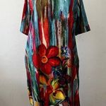 Women’s Watercolor Abstract Floral Lilypad Flower Floral Pull On Tunic Dress 2xl Size XXL Photo 0