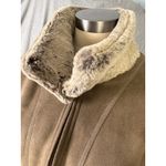 Hilary Radley Faux Shearling Jacket NWT Taupe Suede Plush Fur Trim Coat L Photo 2