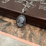 Handmade Gray Cameo Pendant Necklace 18” Stainless Steel Photo 2