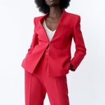 ZARA INVERTED LAPEL LONG BLAZER Shoulder Pads Welt Pockets Metal Hook Closure Photo 6