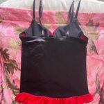 vintage coquette grunge red and black bustier silk lace up corset Photo 1