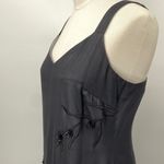 Vintage 90s Silk Mini Dress Beaded Embroidered Floral V Neck Sleeveless Black S Photo 6