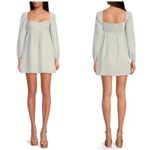 Gianni Bini  Sage Green Gingham Mini Milkmaid Dress Long Sleeve Peasant Size 10‎ Photo 4