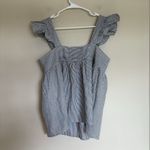 SAVANNA JANE Boutique Embroidered Floral Striped babydoll blouse Tank Small Blue Photo 5