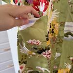 Shanghai SoHo Green Floral Lotus Long Kimono Robe Pajama Sill Like One Size NEW Photo 3