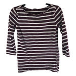 Gap Womens Top Boatneck 3/4 Sleeve Zipper Detail Cotton Knit Striped Burgundy XS Photo 0