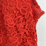 Nanette Lepore  Size M Blouse Coral Floral Lace Mock Neck Sleeveless Exposed Zip Photo 4