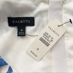 Talbots Blue Ivory Floral Sprint Sleeveless Fit Flare Dress NWT 8 Pleats Pockets Photo 6