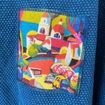 Anthropologie Michael Leu Collection Vibrant Blue Cardigan with Artistic Pocket City Shirt Photo 1