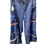 Vintage Kik Girl Wide Leg Baggy Cargo Jeans Y2K Size 9 Coachella/Rave/EDC VIBE Blue Photo 1