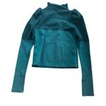 Maeve Mock Neck Puff Sleeve Textured Teal XS Romantic Feminine Chic Cottagecore Photo 0