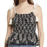 Moon River Anthropologie  floral shoulder rope tie smocked tank boho Photo 2