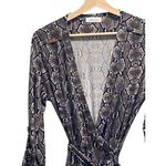 Calvin Klein Snakeskin Print Classic Wrap Dress Brown Size 10 Retro Neutral Fall Photo 5