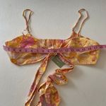 H&M  Floral Linen Blend Tie Front Crop Top M Retro Y2K Daisy Print Summer Blouse Photo 4