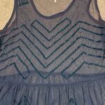 Free People  Embellished Mesh Mini Slip Dress Beaded Blue Size Small Boho Sheer Photo 5