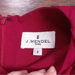 J. Mendel • draped silk chiffon dress red sleeveless sheath designer cocktail Size 6 Photo 4