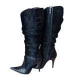 Icone Italy Black Pony Hair Leather Knee High Boots Size 36 Pointed Toe Stiletto Photo 8