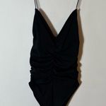 ZARA Black Ruched Bodysuit with Spaghetti Straps Size Small Photo 0